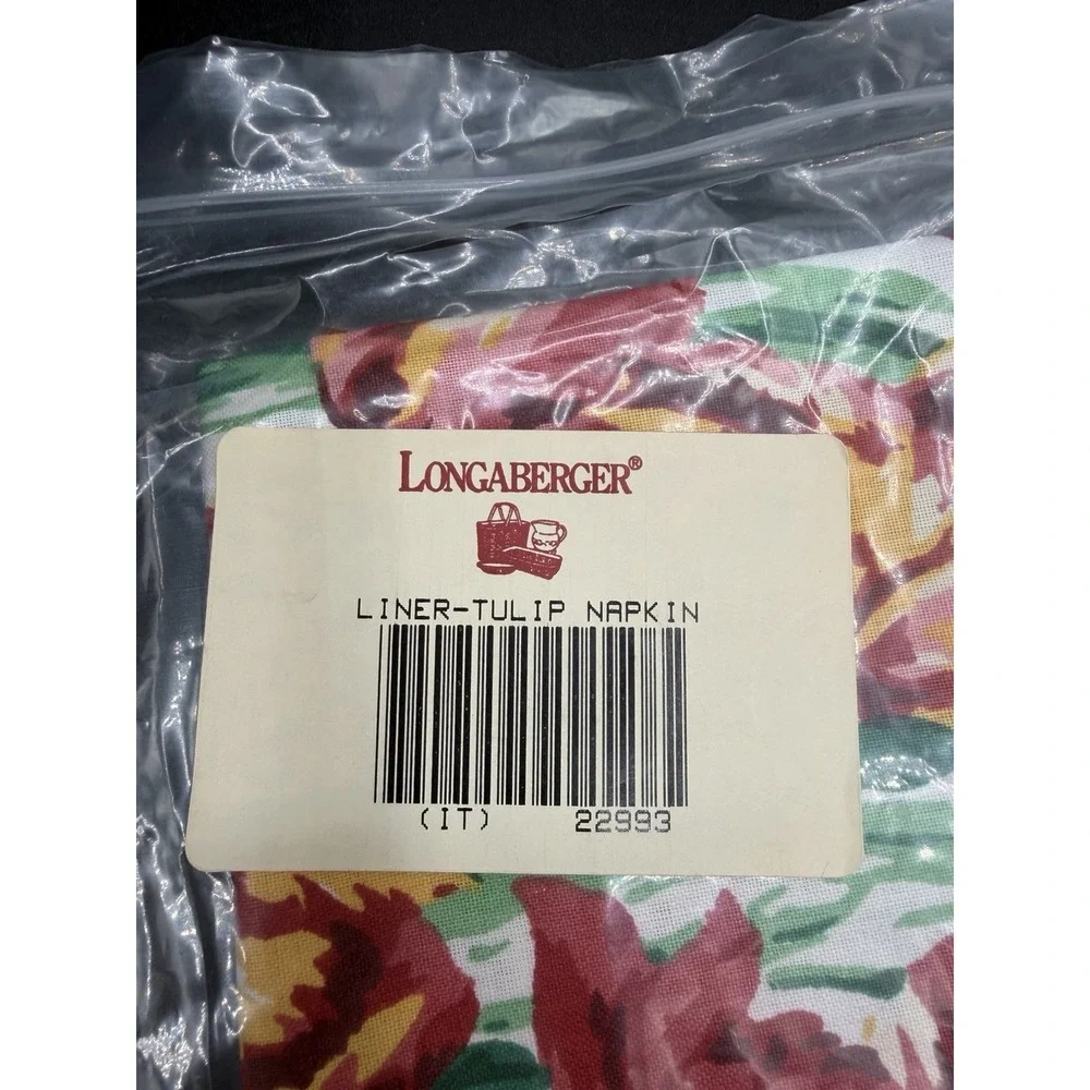 🌷 Longaberger Set of 2 Tulip Napkins NIP 🧺 New in Package Floral Spring Table